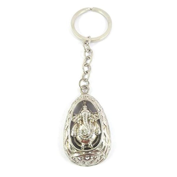 Bhagwan God Ganesh | Ganesha | Ganpati in Coconut Metal Keychain | Keyring (Silver)
